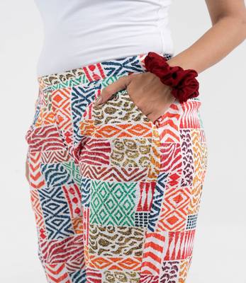 Abstract printed multicolour broad fit cotton  pant 2