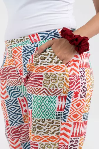 Abstract printed multicolour broad fit cotton  pant