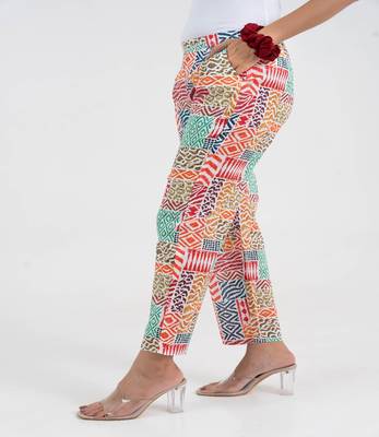 Abstract printed multicolour broad fit cotton  pant 4