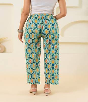 Multicolour Cotton Abstract Printed Pant 4