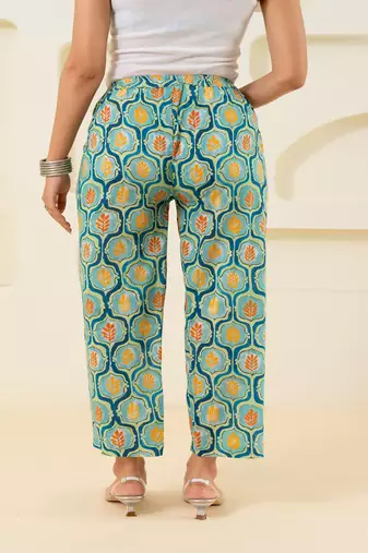 Multicolour Cotton Abstract Printed Pant