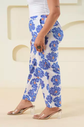 Off white printed cotton  pant