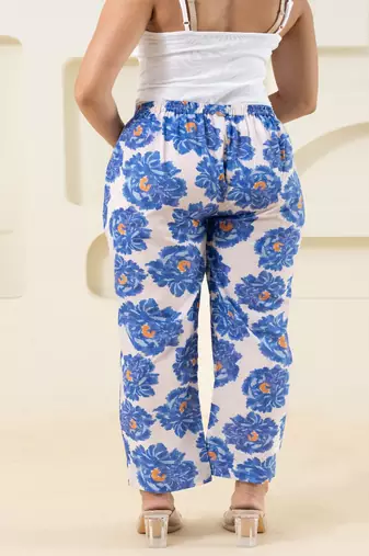Off white printed cotton  pant