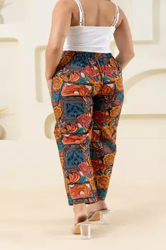Abstract printed multi-colour cotton  pant