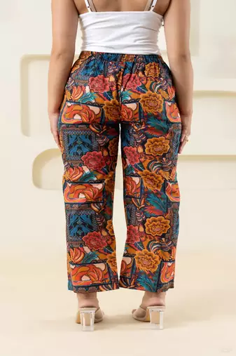 Abstract printed multi-colour cotton  pant