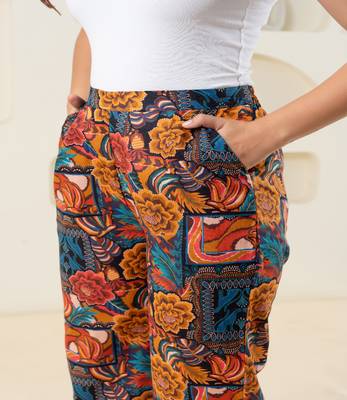 Abstract printed multi-colour cotton  pant 4