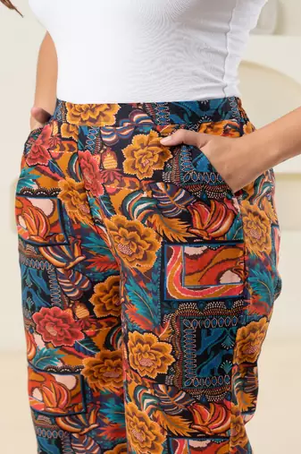 Abstract printed multi-colour cotton  pant