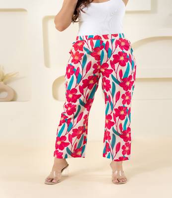 Pink flower printed cotton  pant 4