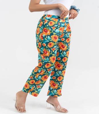 Sunflower printed straight fit cotton  pant 2