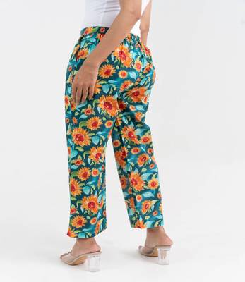 Sunflower printed straight fit cotton  pant 4