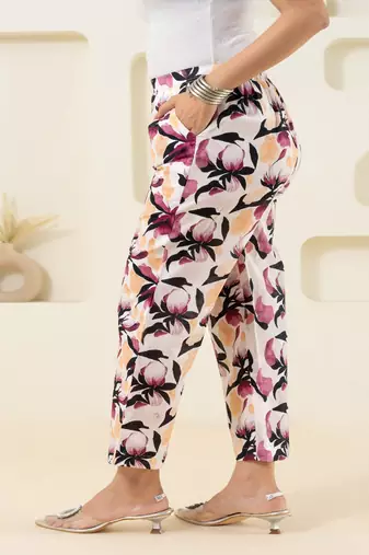 Off white printed cotton  pant
