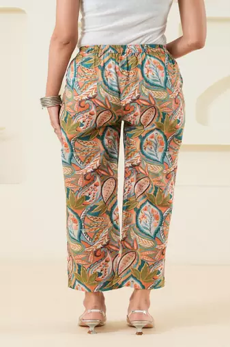 Abstract multicolour printed paisley cotton  pant