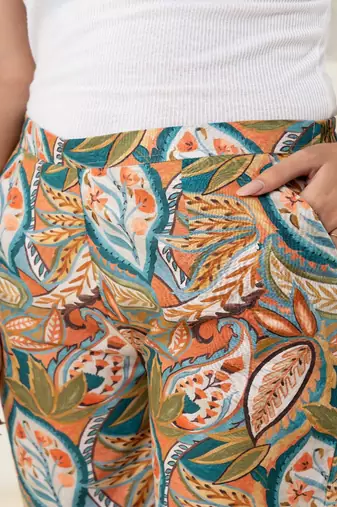 Abstract multicolour printed paisley cotton  pant
