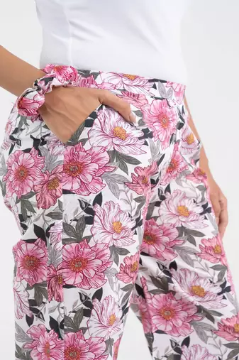 Pink floral printed relaxed fit cotton  pant