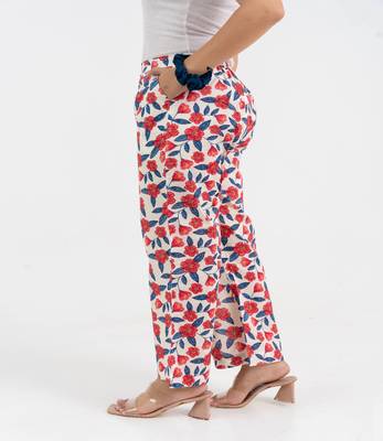 Off white floral printed cotton  pant 2
