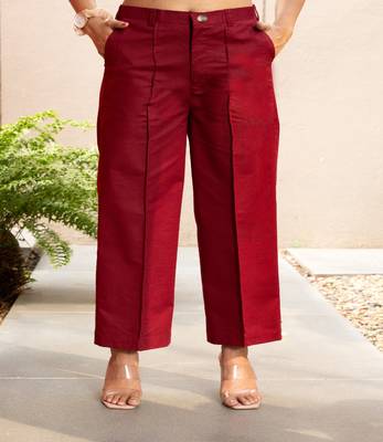 Maroon  cotton  formal pants 3