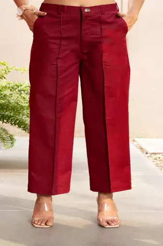 Maroon  cotton  formal pants