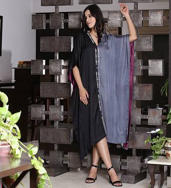 modal silk kaftan with dori work embroidery 1