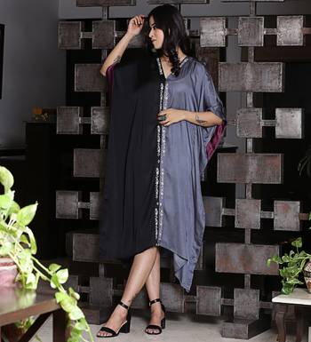 modal silk kaftan with dori work embroidery 2