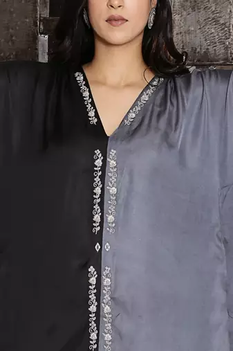 modal silk kaftan with dori work embroidery