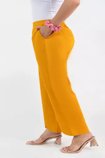 Chrome cotton  solid pant with leaf bottom