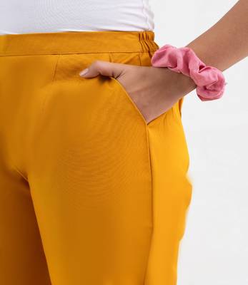 Chrome cotton  solid pant with leaf bottom 3