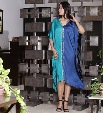 modal silk kaftan with dori work embroidery 1