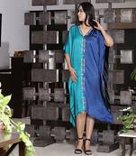 modal silk kaftan with dori work embroidery