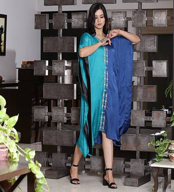 modal silk kaftan with dori work embroidery 2