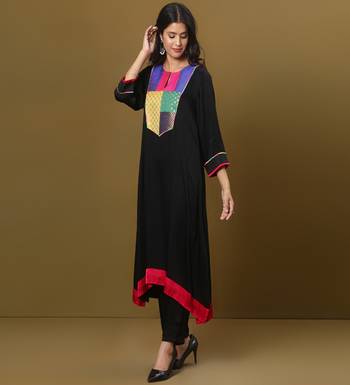 Black cotton modal kurta set 2