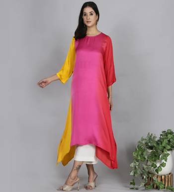 Red ombre modal asymmetric kurta 1