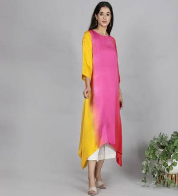 Red ombre modal asymmetric kurta 2
