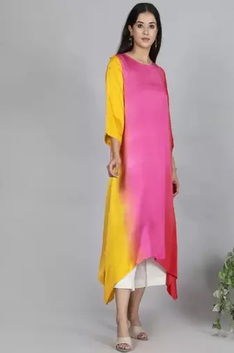 Red ombre modal asymmetric kurta