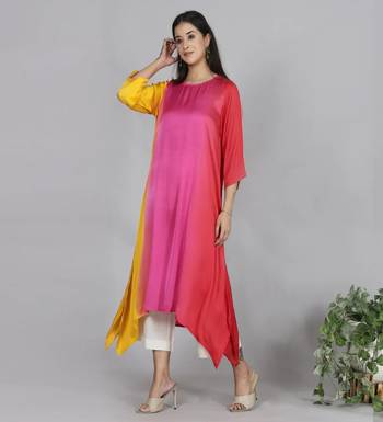 Red ombre modal asymmetric kurta 3