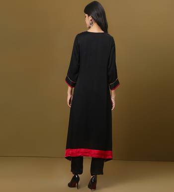 Black cotton modal kurta set 4