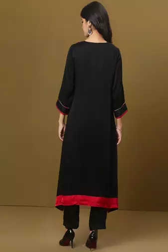 Black cotton modal kurta set