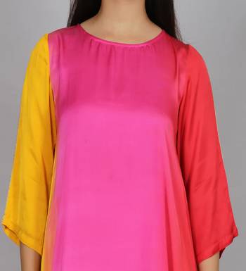 Red ombre modal asymmetric kurta 4