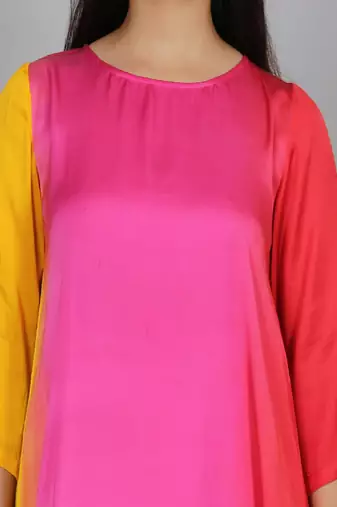 Red ombre modal asymmetric kurta