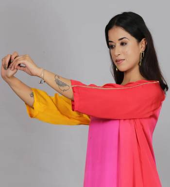 Red ombre modal asymmetric kurta 5