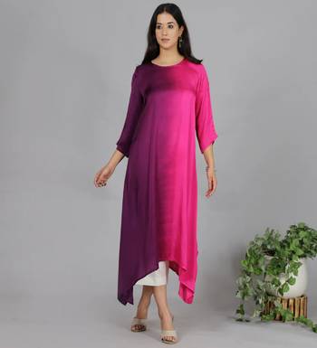 Pink ombre modal asymmetric kurta 2