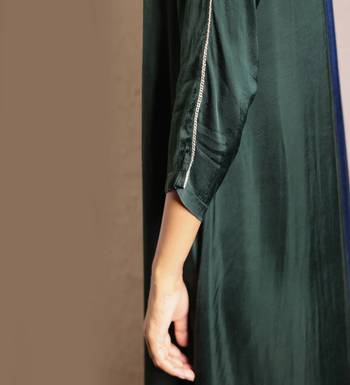 Dark green ombre modal asymmetric kurta 3