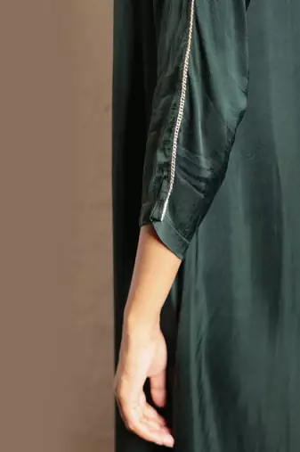 Dark green ombre modal asymmetric kurta