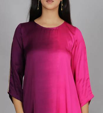 Pink ombre modal asymmetric kurta 3