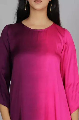 Pink ombre modal asymmetric kurta