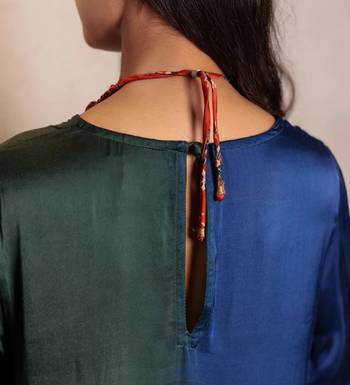 Dark green ombre modal asymmetric kurta 4