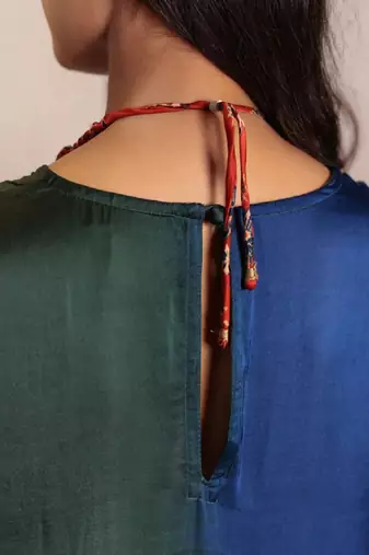 Dark green ombre modal asymmetric kurta