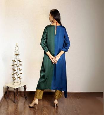 Dark green ombre modal asymmetric kurta 5