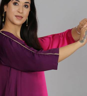 Pink ombre modal asymmetric kurta 5
