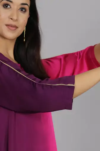 Pink ombre modal asymmetric kurta