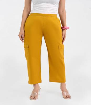 Mustard cotton  solid cargo pant 3